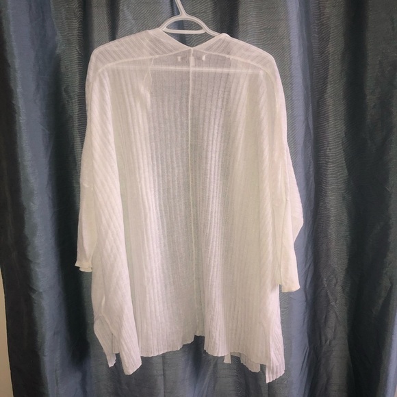 ALFRED SUNG Sheer white Cardigan- swimsuit cover - XL- summer coverup- - Picture 6 of 7